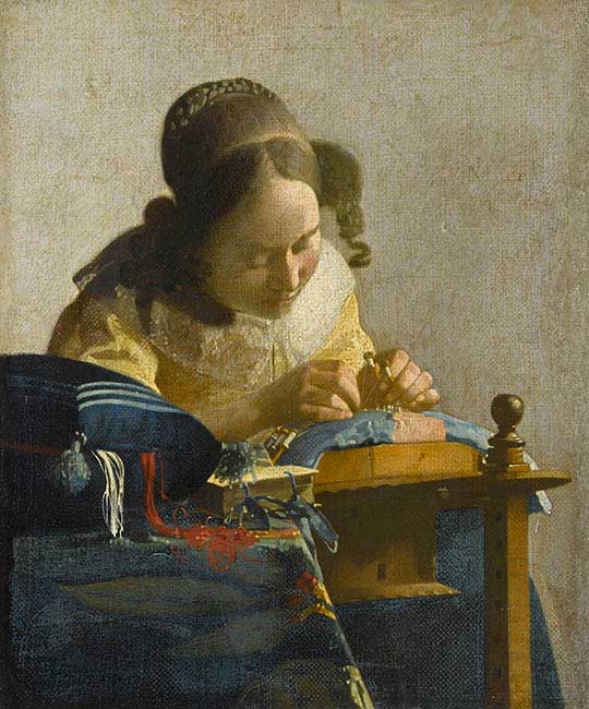 The Lacemaker, painting by Vermeer